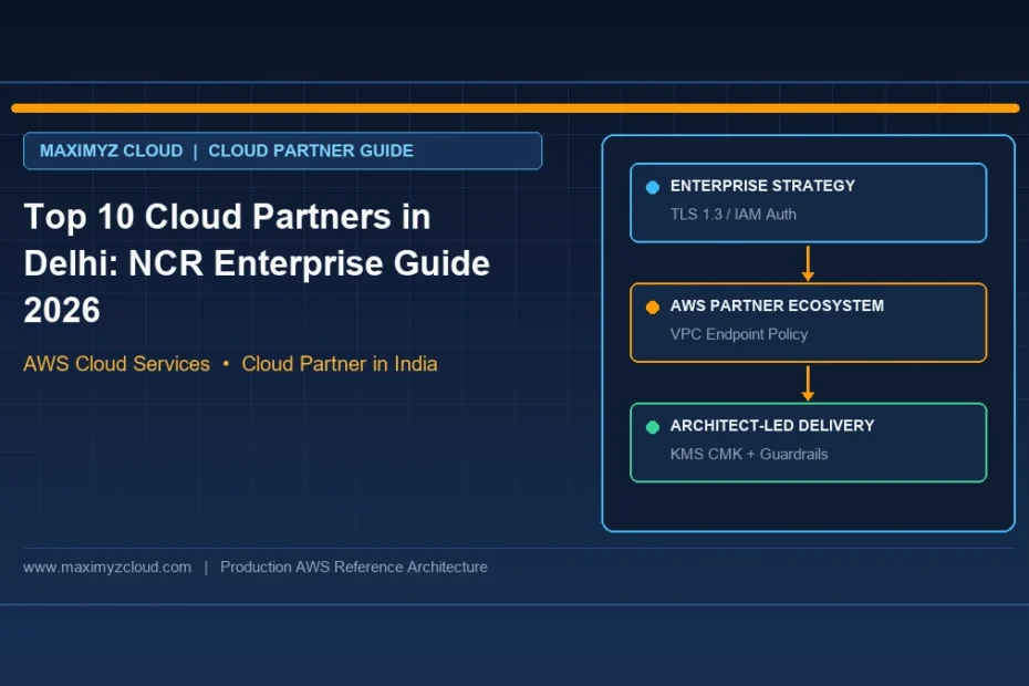 Top 10 Cloud Partners in Delhi: NCR Enterprise Guide 2026 architecture diagram by Maximyz Cloud, Cloud Partner in India for A